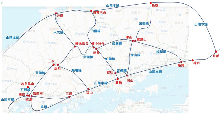 iPromenade : JR西日本の主な鉄道路線の接続図